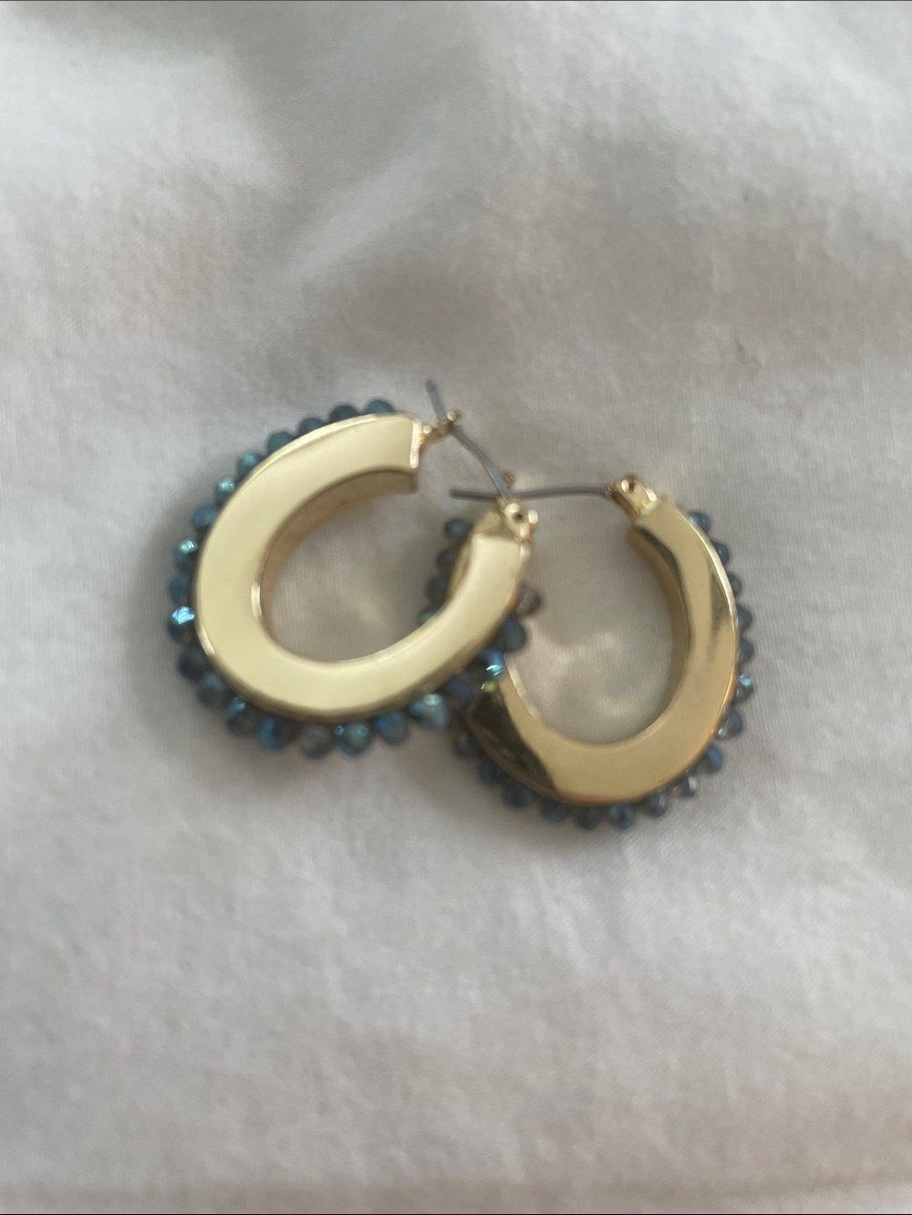 Vtg Kenneth Cole Signed Aurora Borealis Blue Crystal  Earrings